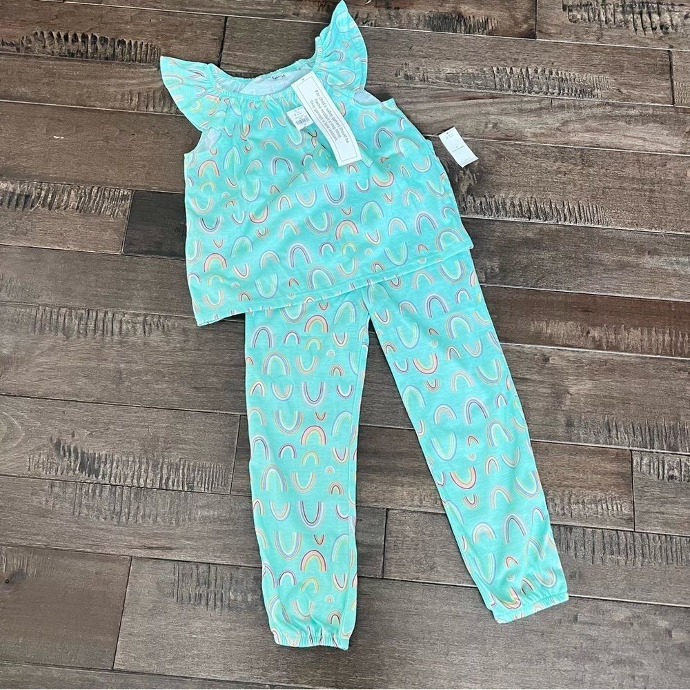 Old Navy Pajama Set Rainbow Print Girls Kids Child’s 5T